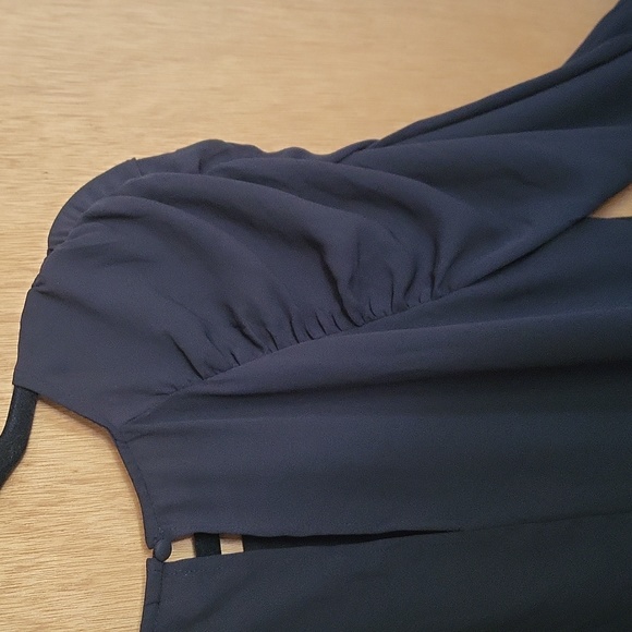 Who What Wear black chiffon style puff pleated long sleeve blouse. Med - Picture 7 of 14